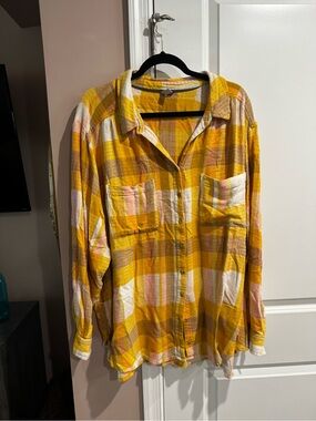 Pilcro Mustard Yellow Plaid Button-Up Shirt